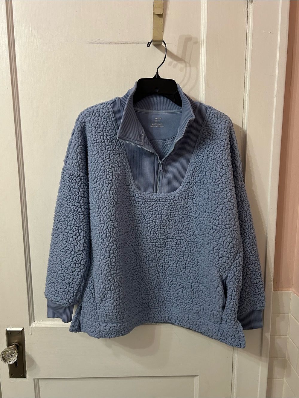 aerie Light Blue Sherpa Half-Zip Pullover